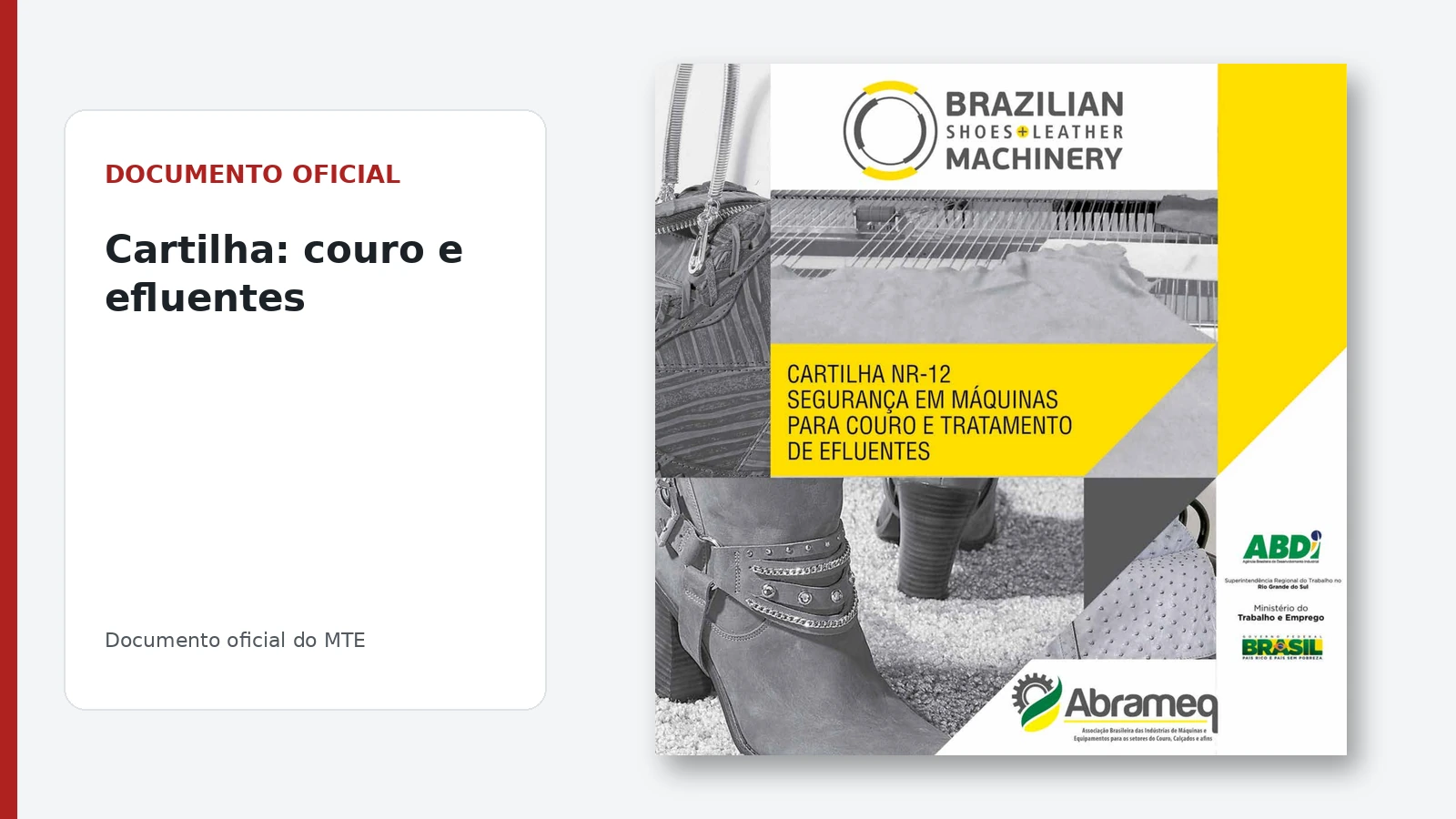 Documento oficial relacionado à NR-12 para máquinas de couro e tratamento de efluentes