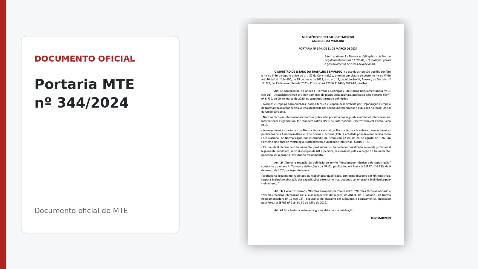 Documento oficial da NR-12 Portaria MTE nº 344 de 2024
