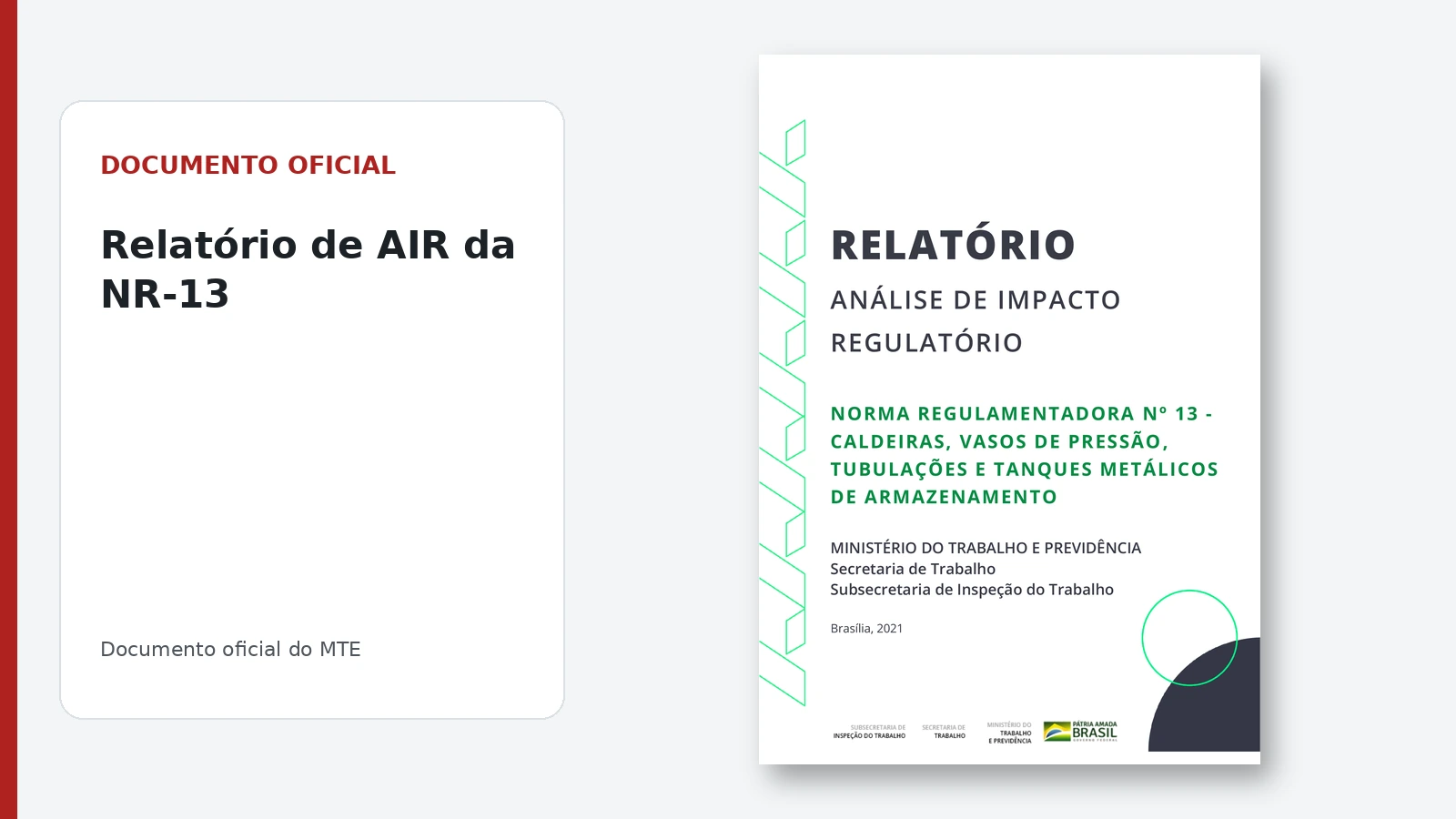 Documento oficial da NR-13 Relatório de Análise de Impacto Regulatório
